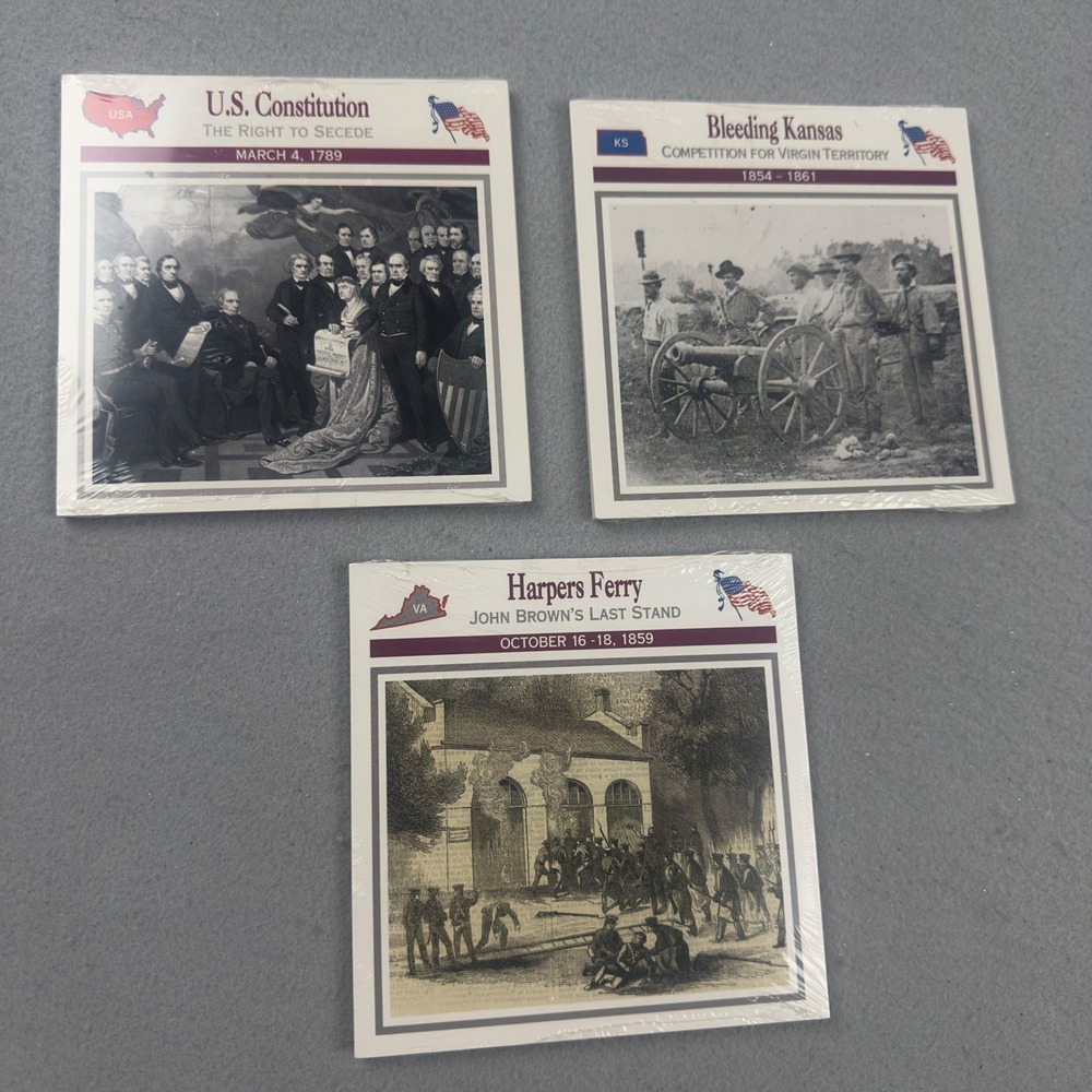 Atlas Editions Civil War History Cards Sealed Constitution Kansas Harpers Ferry - Picture 14 of 14